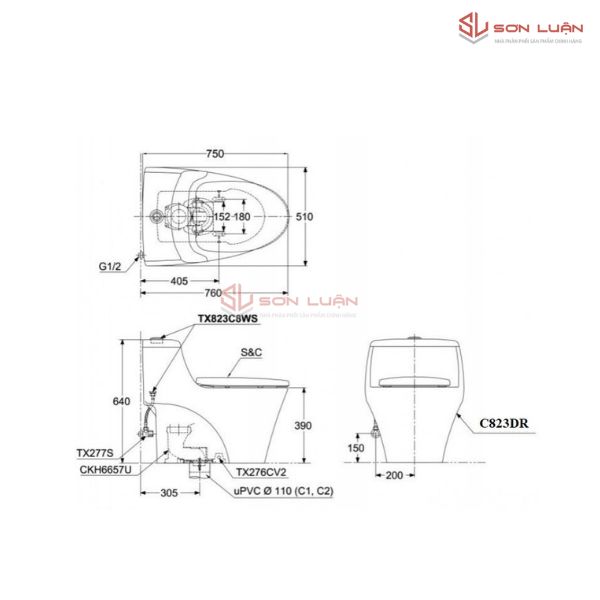 Bồn Cầu Điện Tử TOTO MS823DRW11 Nắp Tự Động Đóng Mở