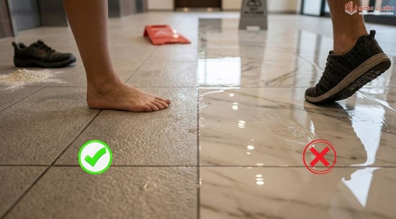Sai lầm phổ biến khi chọn gạch ốp lát ( sàn nhà khô và sàn nhà trơn )