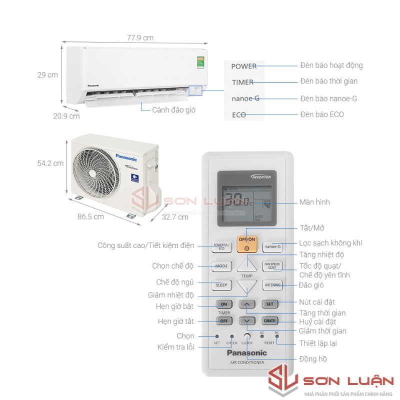 Máy lạnh Panasonic Inverter 1.5 HP CU/CS-PU12ZKH-8M