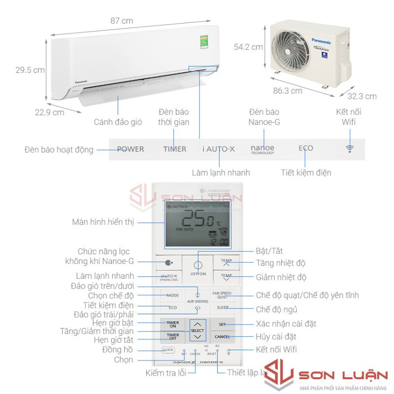 Máy lạnh Panasonic Inverter 1.5 HP CU/CS-XU12ZKH-8