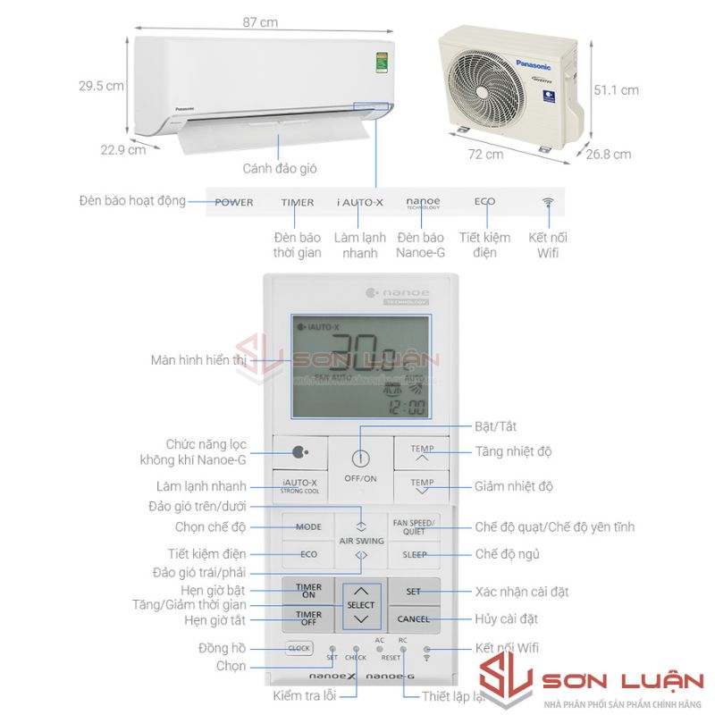 Máy lạnh Panasonic Inverter 1 HP CU/CS-XU9ZKH-8