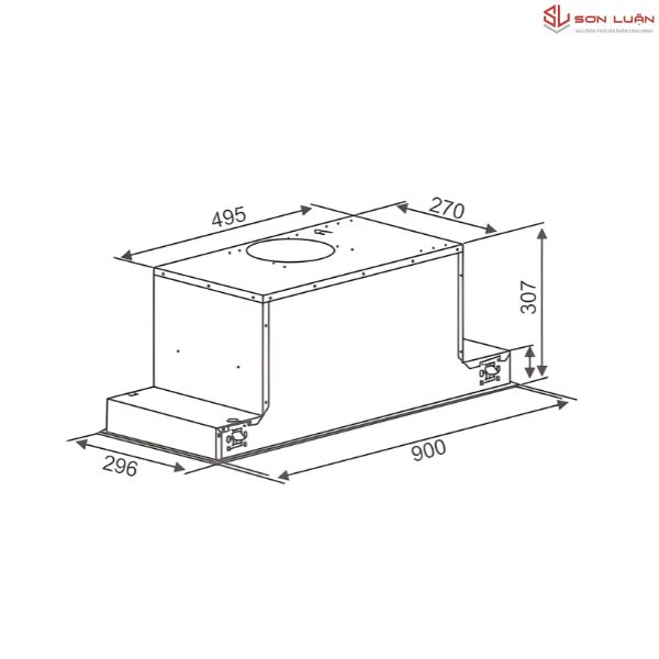 Bản vẽ kỹ thuật máy hút mùi Canzy CZ-68DT âm trần 900mm