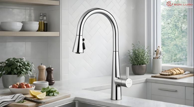 Hình ảnh thực tế vòi rửa bát Caesar K905C lắp tại Showroom Sơn Luận