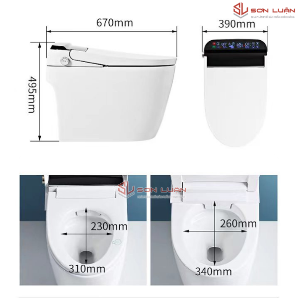 Kích thước bồn cầu thông minh Gaxtee G238