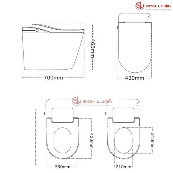 Kích thước bồn cầu thông minh Gaxtee G696
