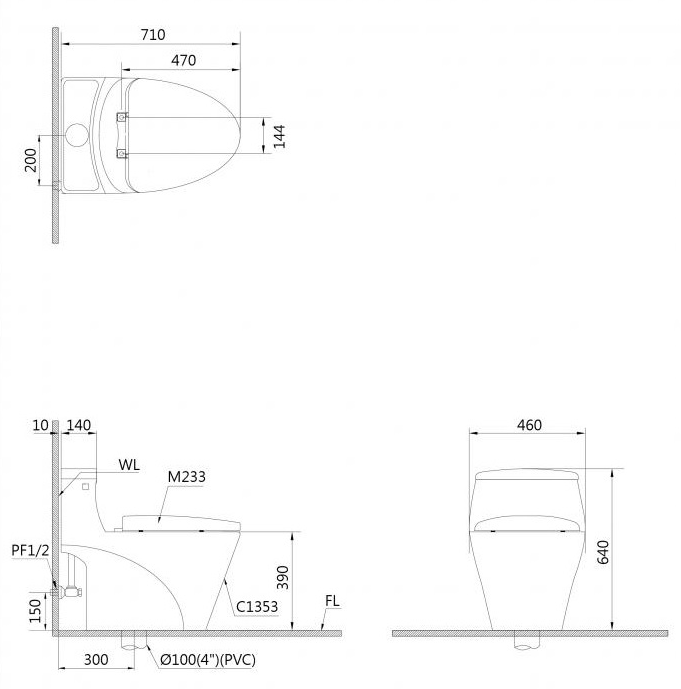 Bồn cầu 1 khối Caesar C1353