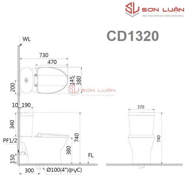 Bồn cầu 2 khối Caesar CD1320