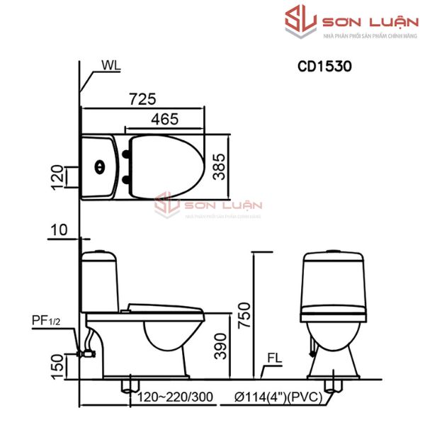 Bồn cầu 2 khối Caesar CD1530