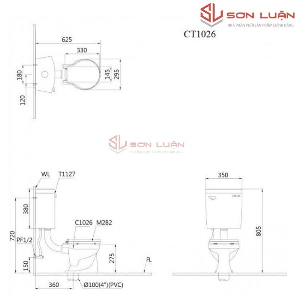 Bồn cầu trẻ em 2 khối Caesar CT1026