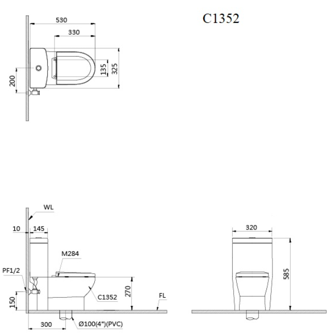 Bồn cầu trẻ em 1 khối Caesar C1352