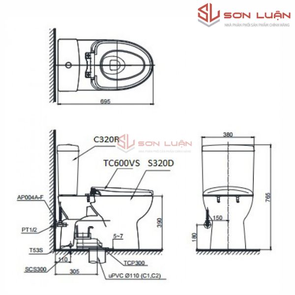 Bồn cầu 2 khối TOTO CS320DRT8