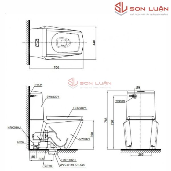 Bồn cầu 2 khối TOTO CS680DT4