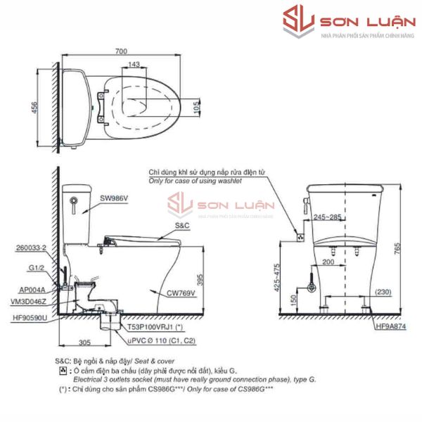 Bồn cầu 2 khối TOTO CS986GT2