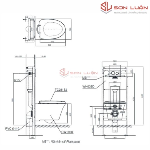 Bồn cầu treo tường TOTO CW192K