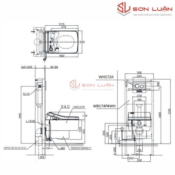Bồn cầu treo tường TOTO CW512YR