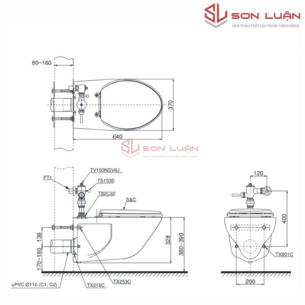 Bồn cầu treo tường TOTO CW550