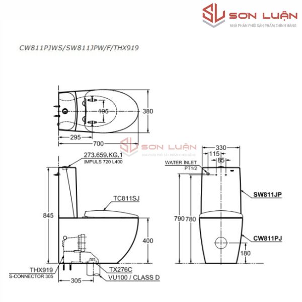 Bồn cầu 2 khối TOTO CW811PJWS