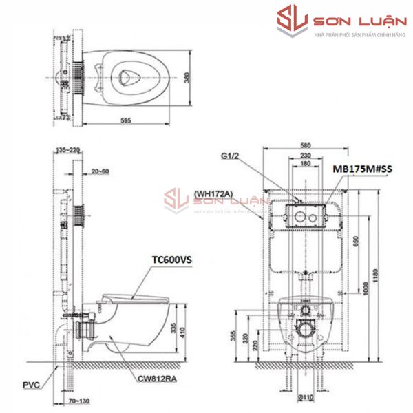 Bồn cầu treo tường TOTO CW812RA