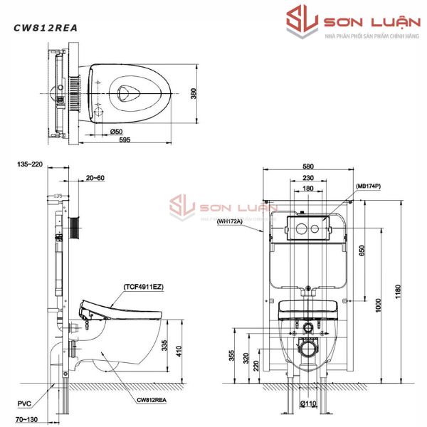 Bồn cầu treo tường TOTO CW812REA