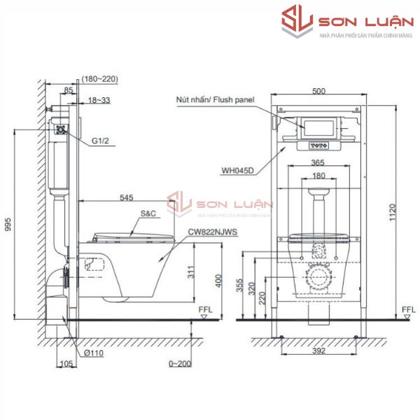 Bồn cầu treo tường TOTO CW822RA