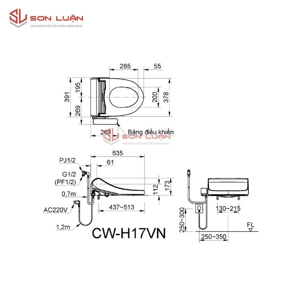 Nắp bồn cầu điện tử INAX CW-H17VN