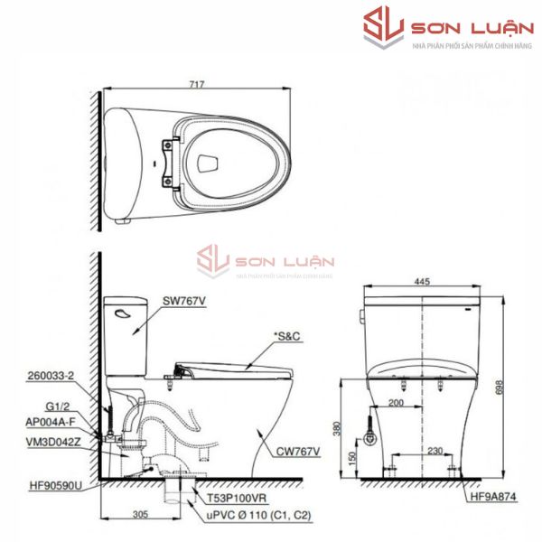 Bồn cầu 2 khối TOTO CS767RT8