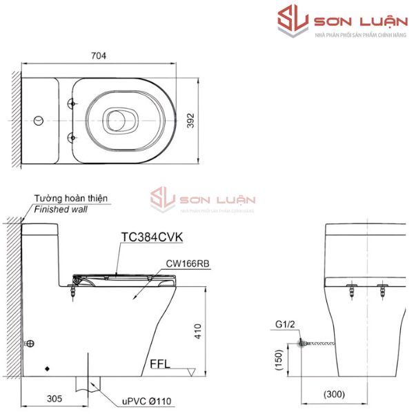 Bồn cầu 1 khối TOTO CW166RB
