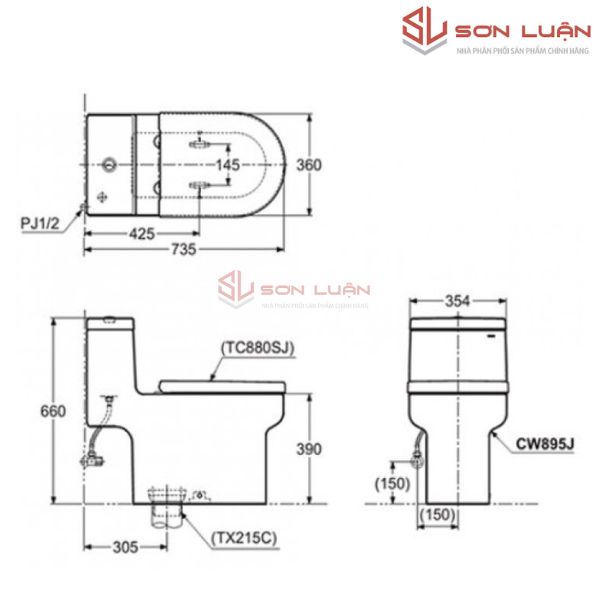 Bồn cầu 1 khối TOTO CW895JW