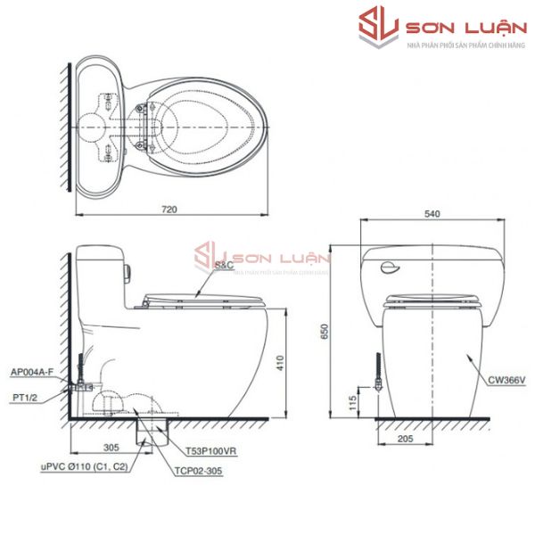 Bồn cầu 1 khối TOTO MS366T7