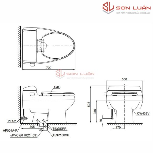 Bồn cầu 1 khối TOTO MS436T2