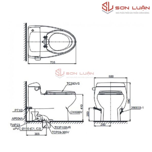 Bồn cầu 1 khối TOTO MS688T2
