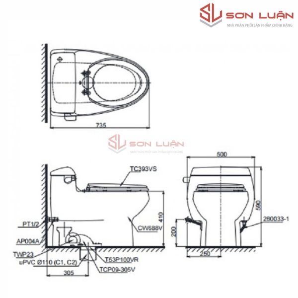 Bồn cầu 1 khối TOTO MS688T3