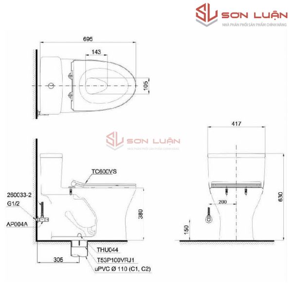 Bồn cầu 1 khối TOTO MS855DT8