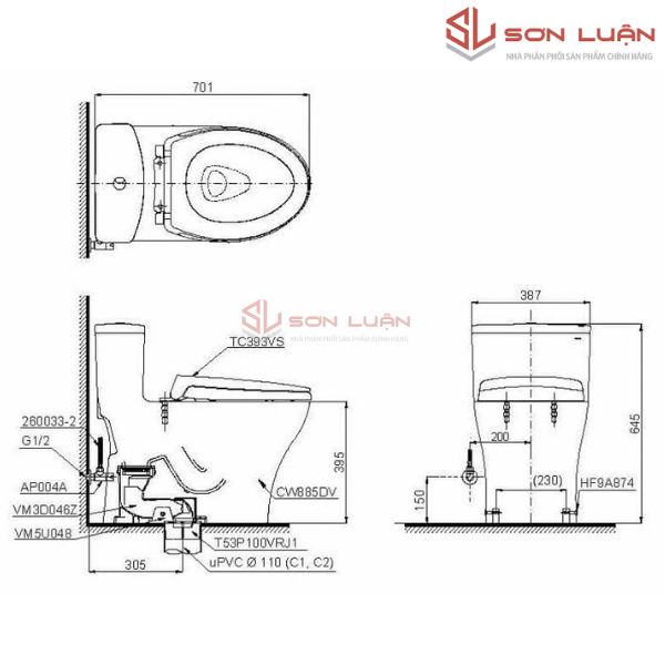 Bồn cầu 1 khối TOTO MS885DT2