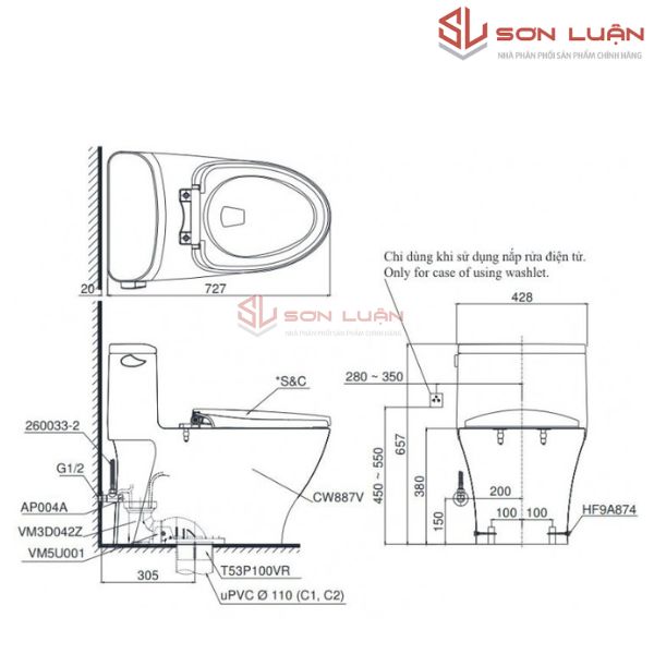 Bồn cầu 1 khối TOTO MS887RT2