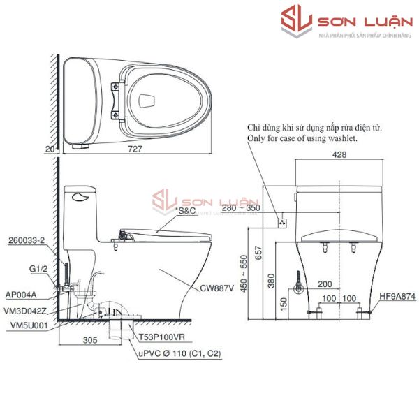Bồn cầu 1 khối TOTO MS887RT8