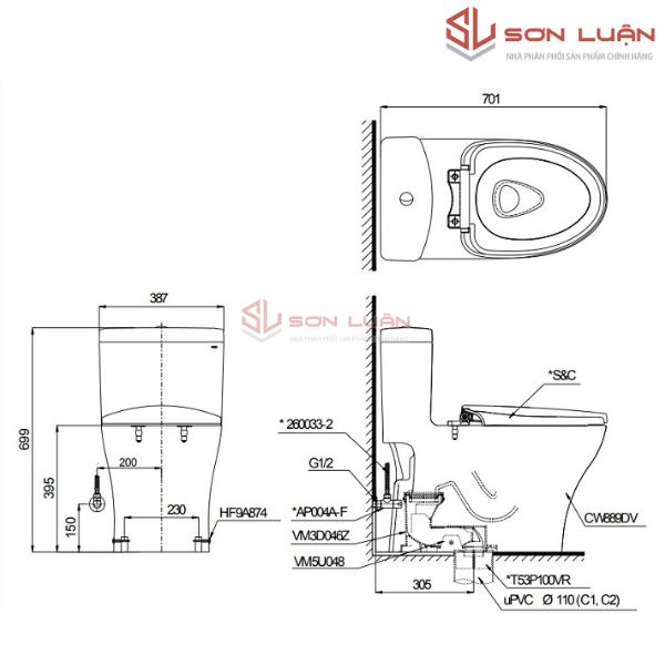 Bồn cầu 1 khối TOTO MS889DT2