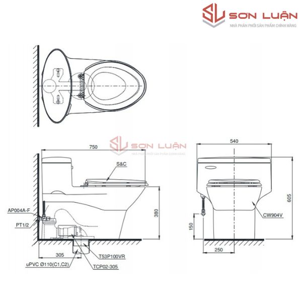 Bồn cầu 1 khối TOTO MS904T2
