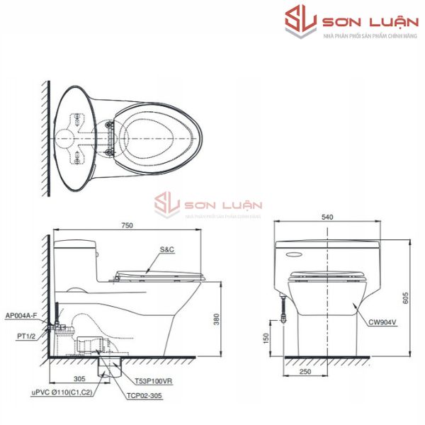 Bồn cầu 1 khối TOTO MS904T8