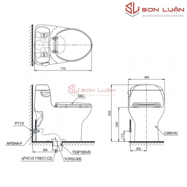 Bồn cầu 1 khối TOTO MS914RT2