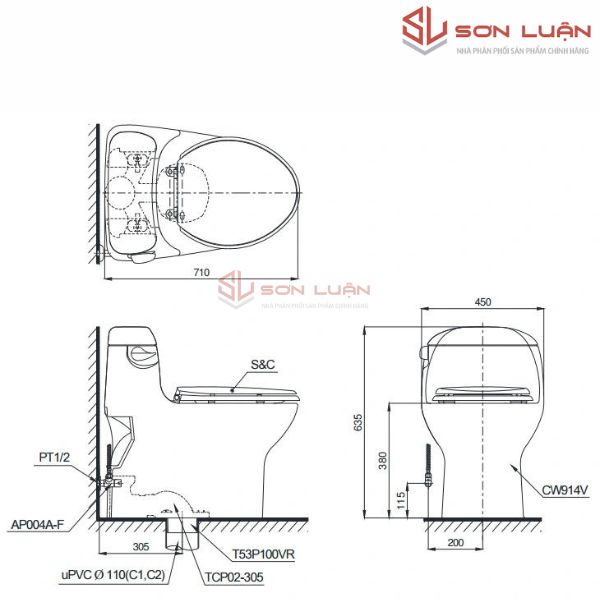 Bồn cầu 1 khối TOTO MS914T3