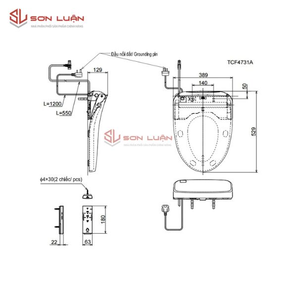 Nắp rửa điện tử Washlet TOTO TCF4731A