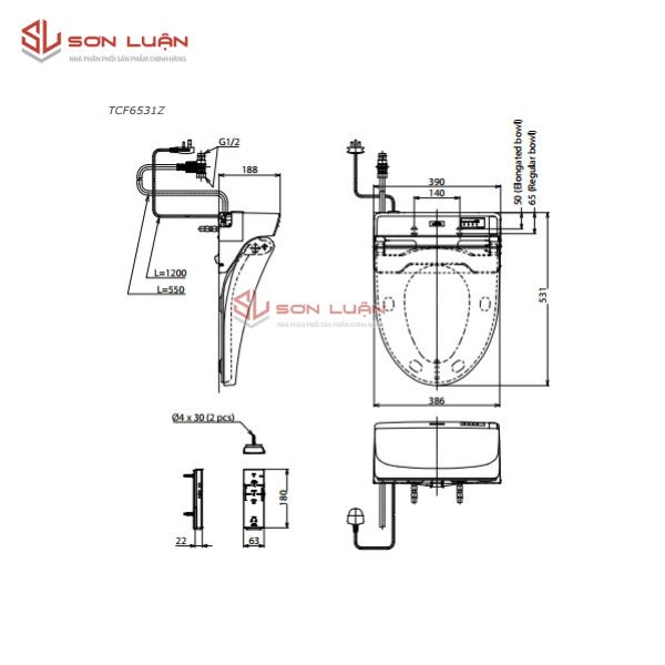 Nắp rửa điện tử Washlet TOTO TCF6531Z