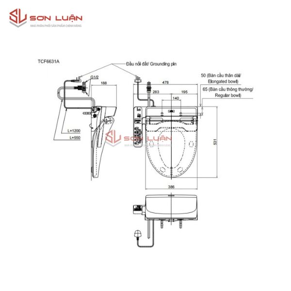 Nắp rửa điện tử Washlet TOTO TCF6631A
