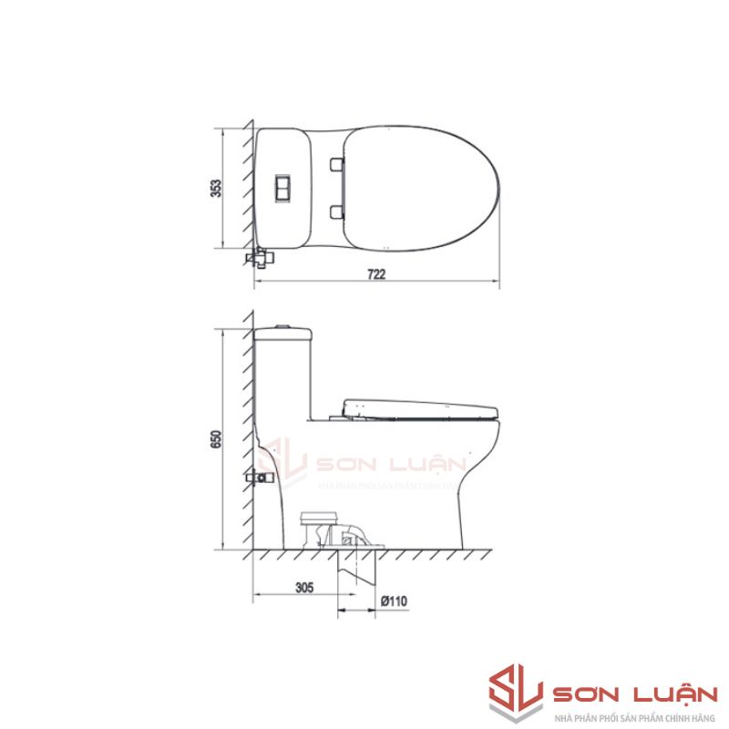 Bồn cầu 1 khối Viglacera S309