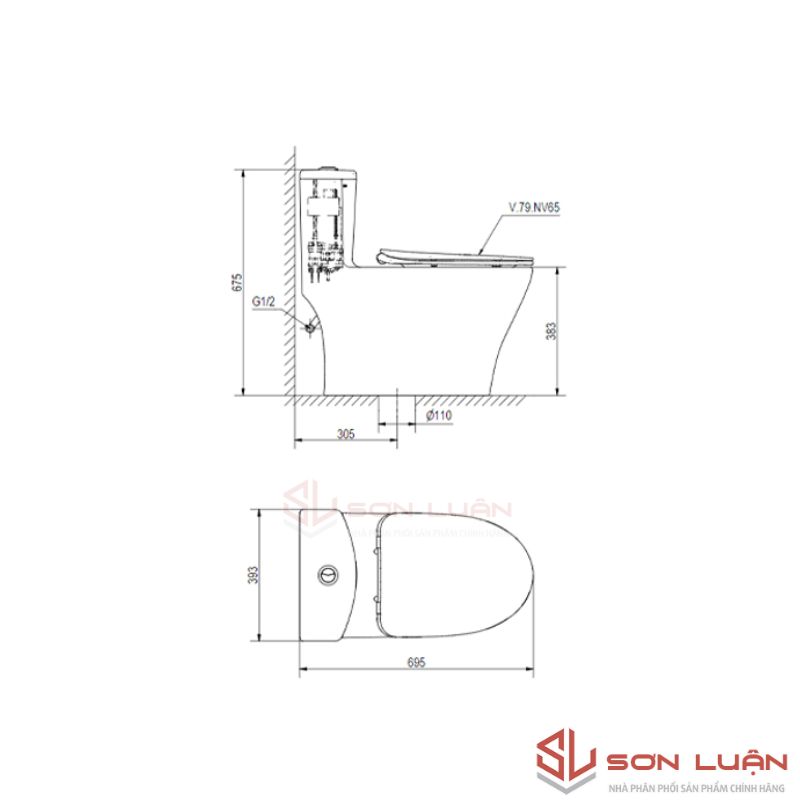 Bồn cầu 1 khối Viglacera V36