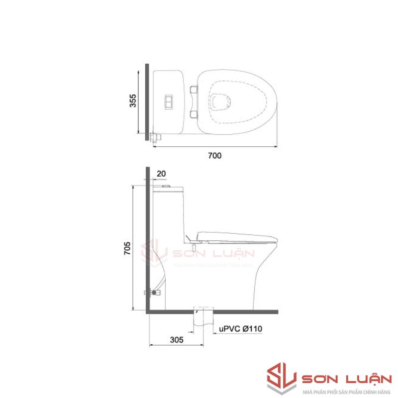 Bồn cầu 1 khối Viglacera V72