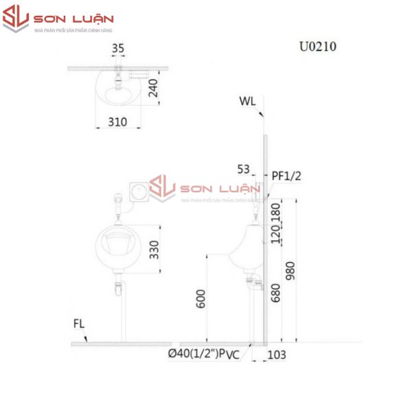 Bồn tiểu nam Caesar U0210