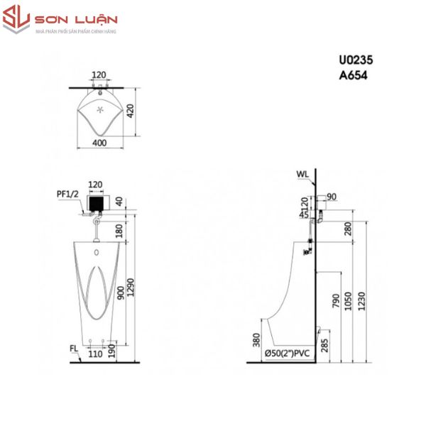 Bồn tiểu nam Caesar U0235
