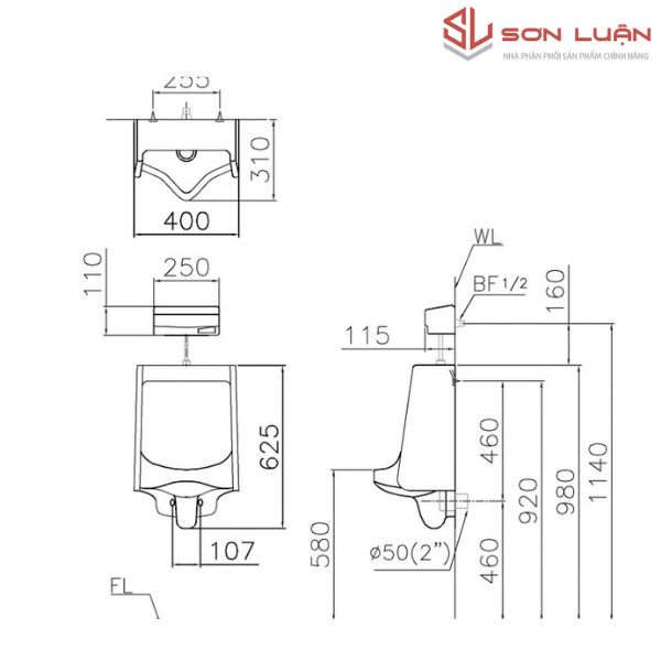 Bồn tiểu nam Caesar U0240